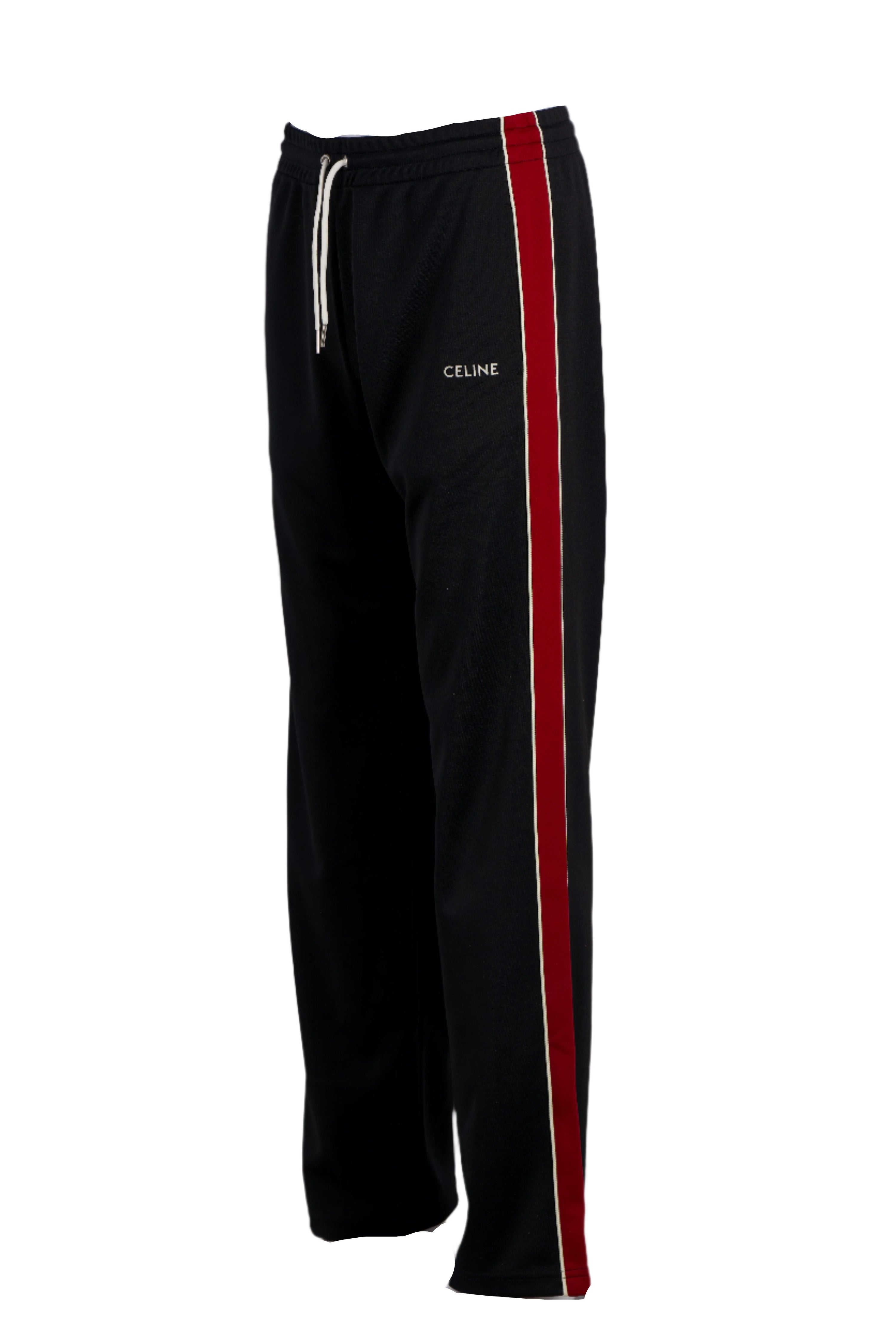 CELINE BLACK LOGO PANTS WITH RED LINE