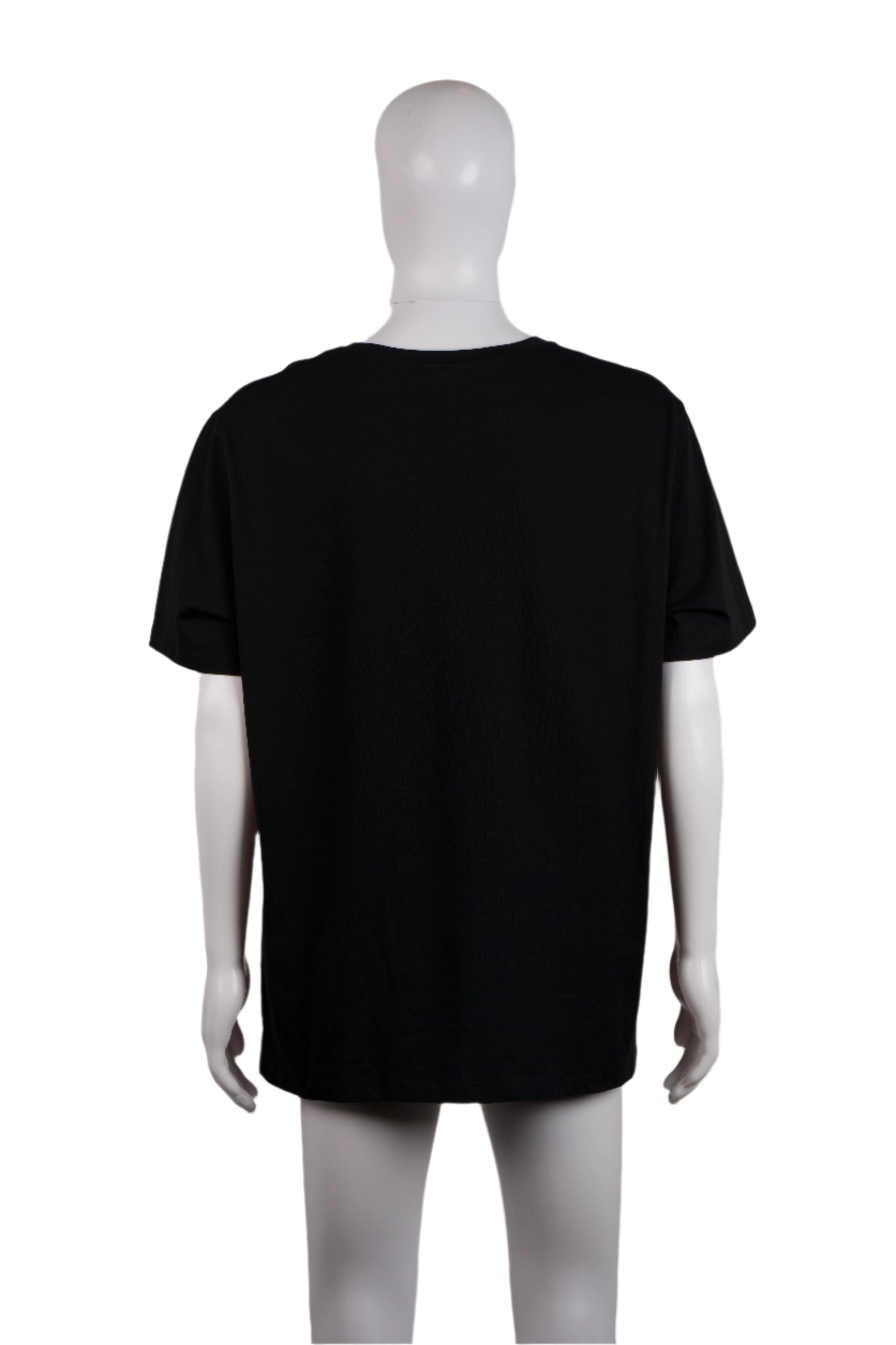 BALMAIN BLACK METALLIC FLOCKED T-SHIRT