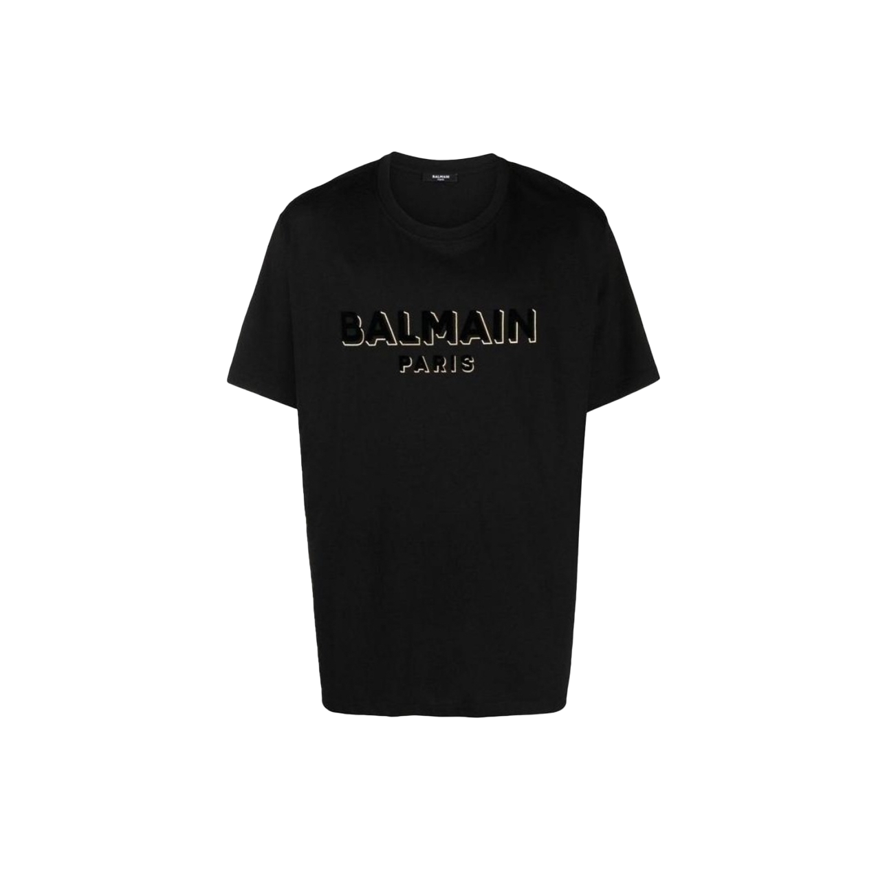 BALMAIN BLACK METALLIC FLOCKED T-SHIRT