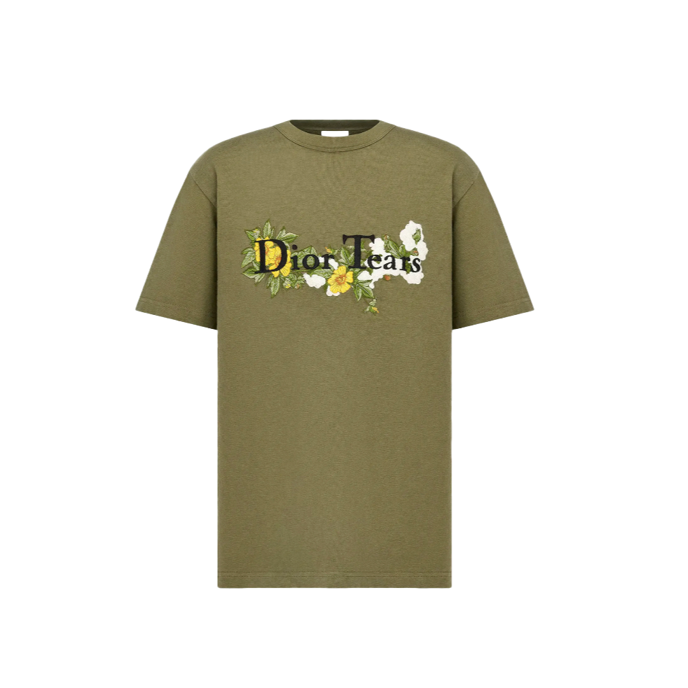 DIOR FLOWER LOGO BROWN T-SHIRT